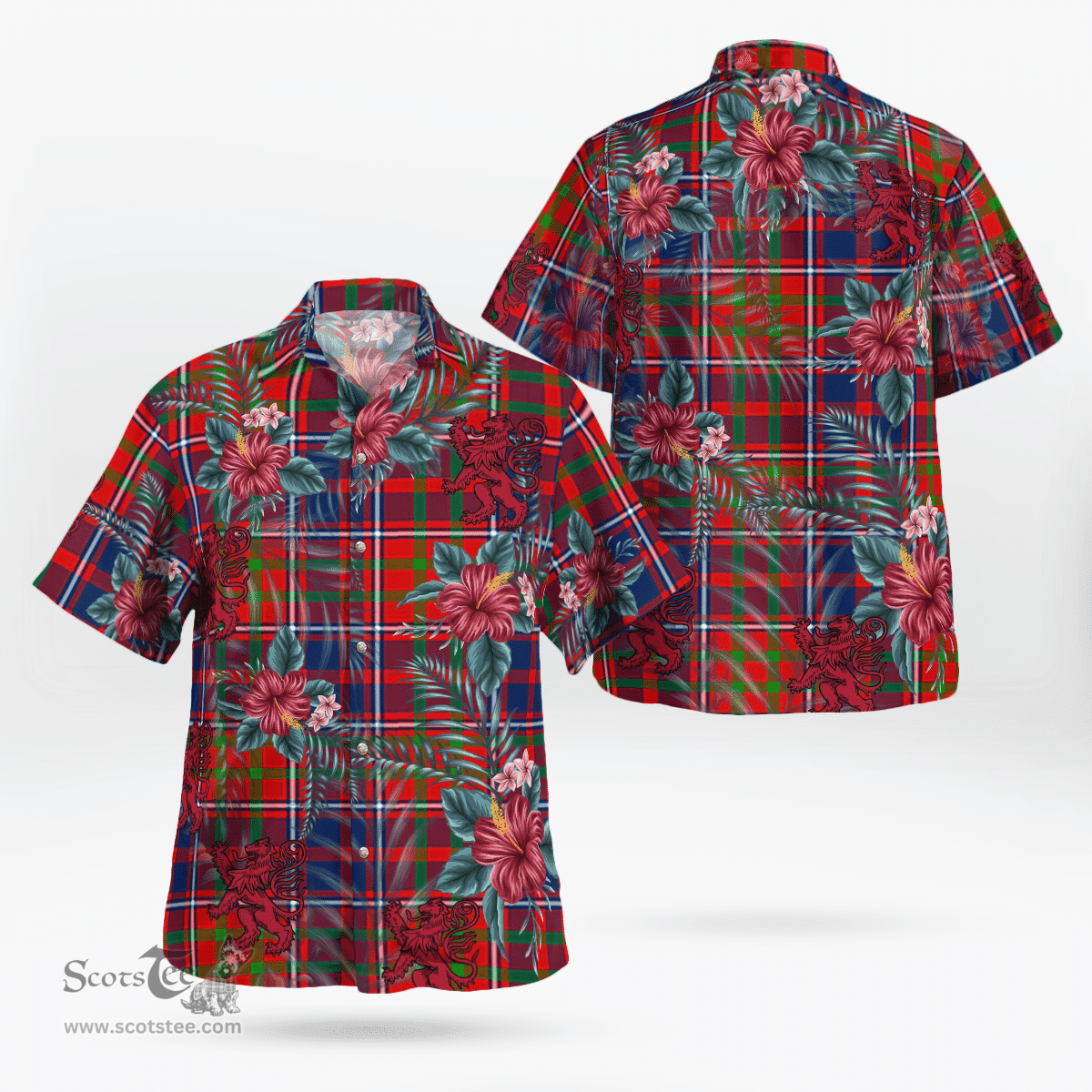 Scottish Clan Cameron of Lochiel Tartan Scottish Lion Hawaiian Shirt | Tartan Plaid Shirt Scottish Plaid Tartan Plaid - ScotsTee - scotstee.com