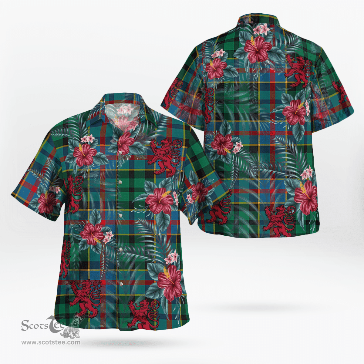 Scottish Clan Byres 1 Tartan Scottish Lion Hawaiian Shirt | Tartan Plaid Shirt Scottish Plaid Tartan Plaid - ScotsTee - scotstee.com