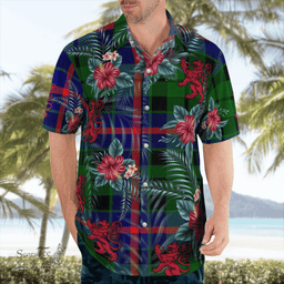 Scottish Clan Morrison Modern Tartan Scottish Lion Hawaiian Shirt | Tartan Plaid Shirt Scottish Plaid Tartan Plaid - ScotsTee - scotstee.com