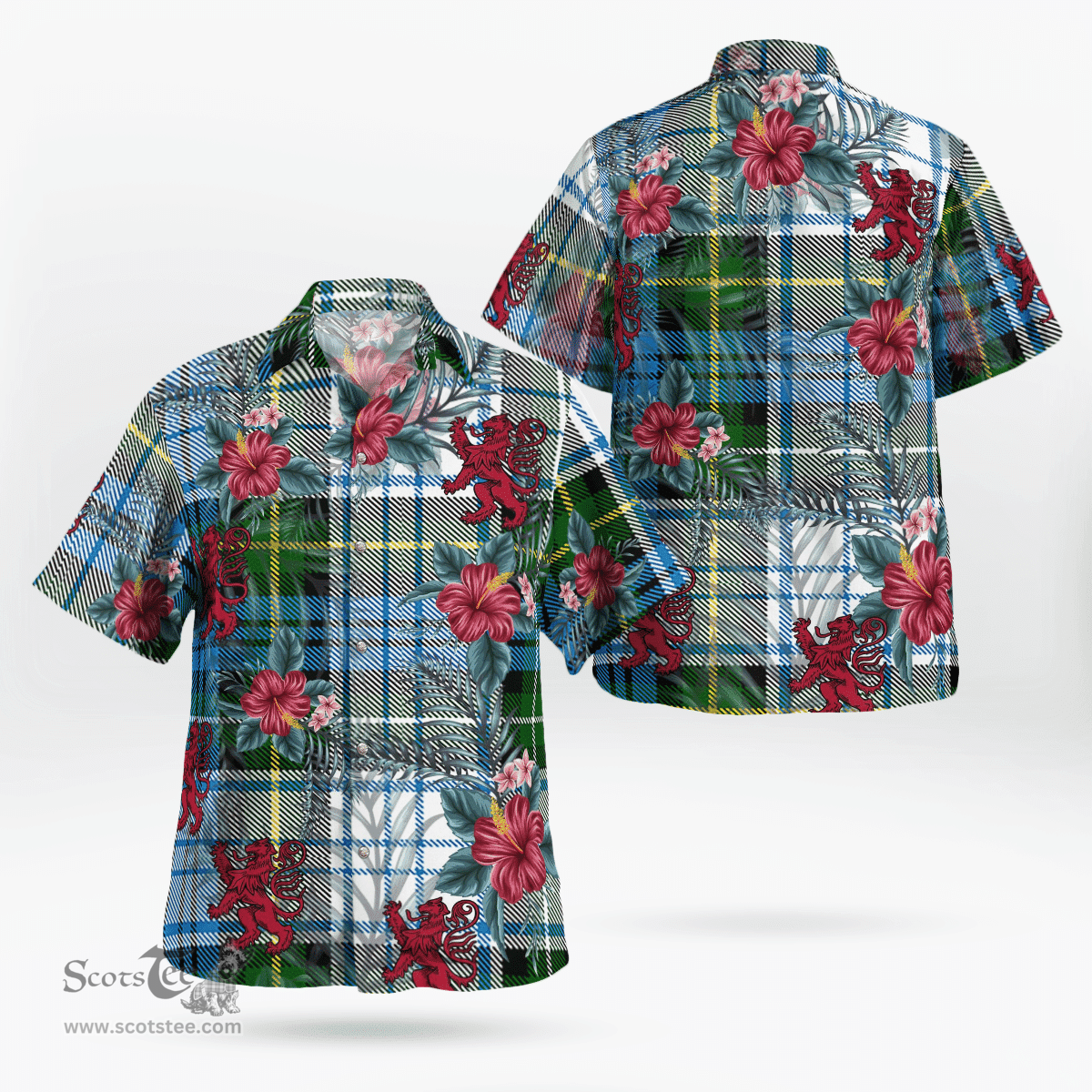 Scottish Clan Campbell Dress Tartan Scottish Lion Hawaiian Shirt | Tartan Plaid Shirt Scottish Plaid Tartan Plaid - ScotsTee - scotstee.com