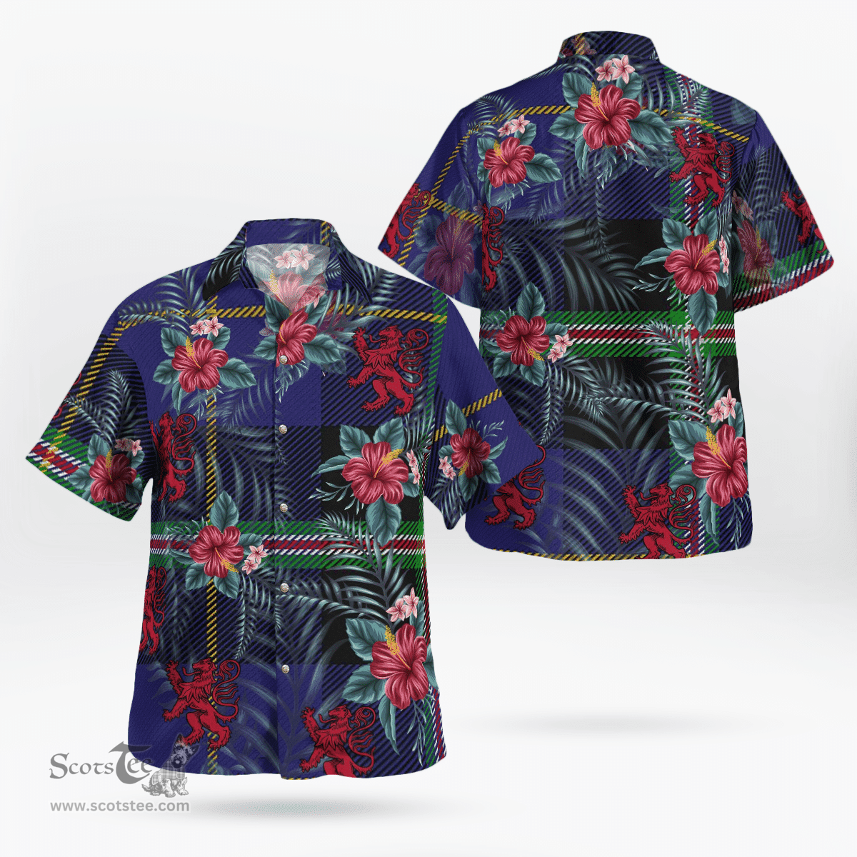 Scottish Clan Italian National Tartan Scottish Lion Hawaiian Shirt | Tartan Plaid Shirt Scottish Plaid Tartan Plaid - ScotsTee - scotstee.com