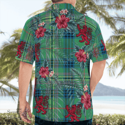 Scottish Clan Kennedy Ancient Tartan Scottish Lion Hawaiian Shirt | Tartan Plaid Shirt Scottish Plaid Tartan Plaid - ScotsTee - scotstee.com