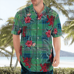 Scottish Clan Kennedy Ancient Tartan Scottish Lion Hawaiian Shirt | Tartan Plaid Shirt Scottish Plaid Tartan Plaid - ScotsTee - scotstee.com