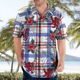 Scottish Clan Boswell Modern Tartan Scottish Lion Hawaiian Shirt | Tartan Plaid Shirt Scottish Plaid Tartan Plaid - ScotsTee - scotstee.com