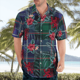 Scottish Clan MacRae Hunting Modern Tartan Scottish Lion Hawaiian Shirt | Tartan Plaid Shirt Scottish Plaid Tartan Plaid - ScotsTee - scotstee.com