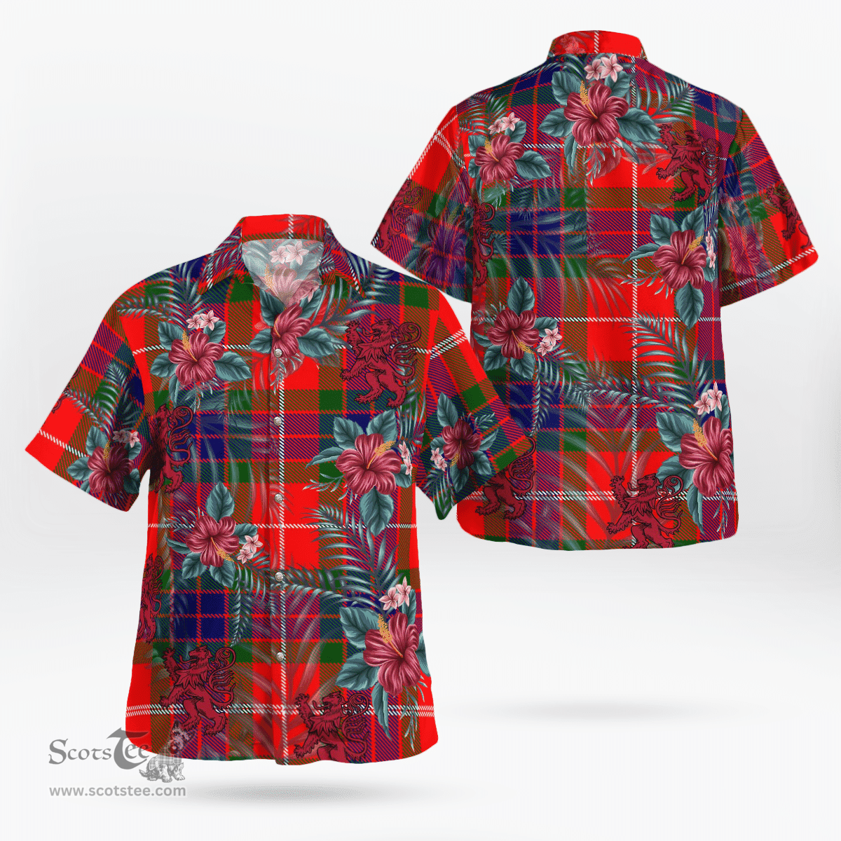 Scottish Clan Fraser Modern Tartan Scottish Lion Hawaiian Shirt | Tartan Plaid Shirt Scottish Plaid Tartan Plaid - ScotsTee - scotstee.com
