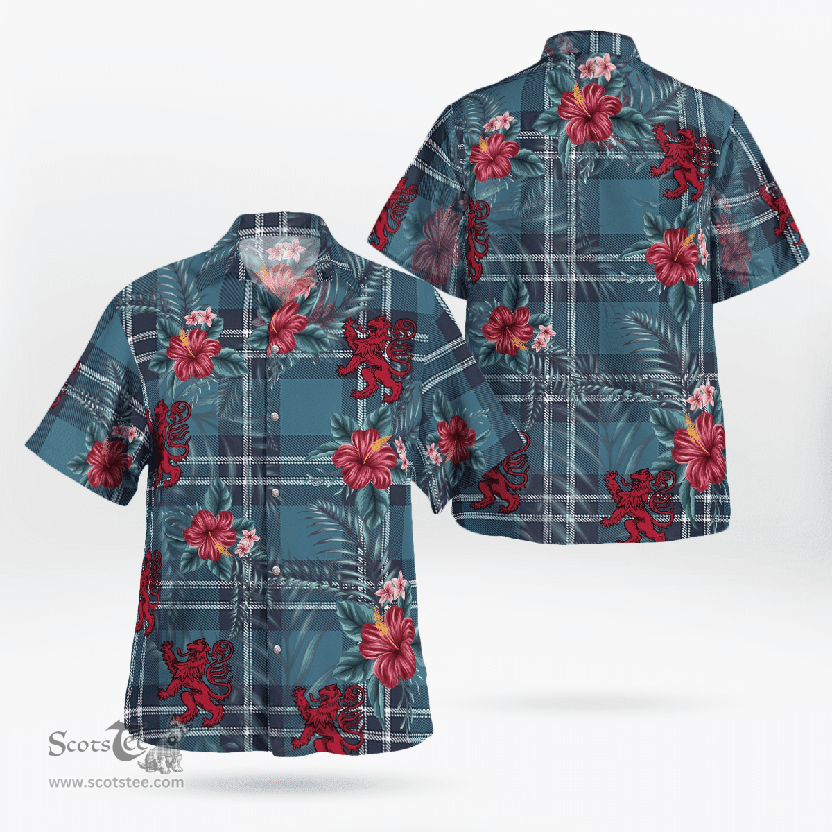 Scottish Clan Earl of St Andrews Tartan Scottish Lion Hawaiian Shirt | Tartan Plaid Shirt Scottish Plaid Tartan Plaid - ScotsTee - scotstee.com