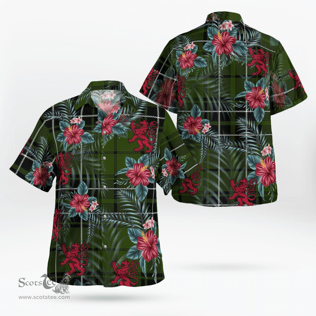 Scottish Clan MacLean Hunting Tartan Scottish Lion Hawaiian Shirt | Tartan Plaid Shirt Scottish Plaid Tartan Plaid - ScotsTee - scotstee.com