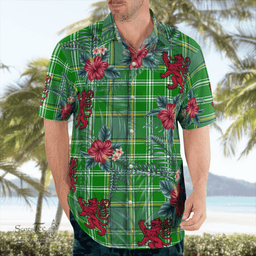Scottish Clan Currie Tartan Scottish Lion Hawaiian Shirt | Tartan Plaid Shirt Scottish Plaid Tartan Plaid - ScotsTee - scotstee.com