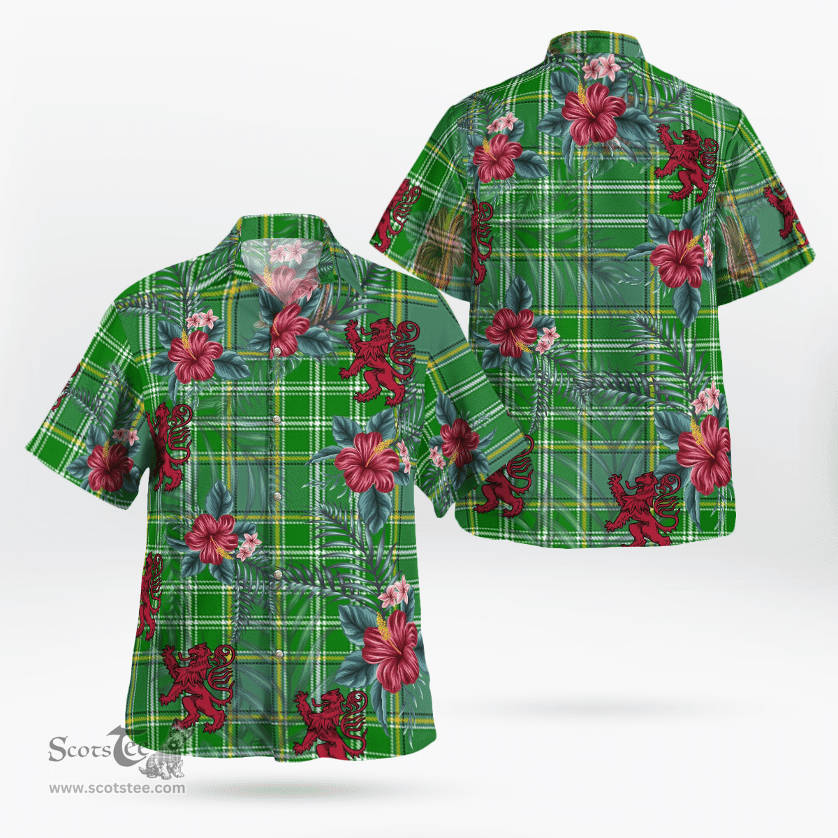 Scottish Clan Currie Tartan Scottish Lion Hawaiian Shirt | Tartan Plaid Shirt Scottish Plaid Tartan Plaid - ScotsTee - scotstee.com
