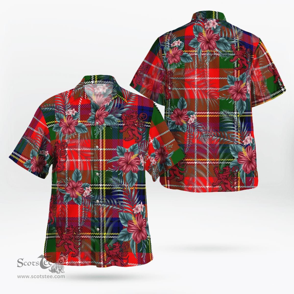 Scottish Clan Christie Tartan Scottish Lion Hawaiian Shirt | Tartan Plaid Shirt Scottish Plaid Tartan Plaid - ScotsTee - scotstee.com