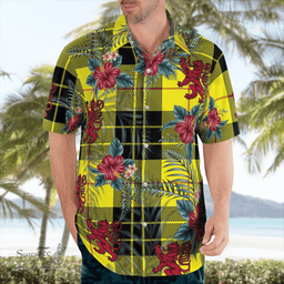 Scottish Clan MacLeod of Lewis Modern Tartan Scottish Lion Hawaiian Shirt | Tartan Plaid Shirt Scottish Plaid Tartan Plaid - ScotsTee - scotstee.com