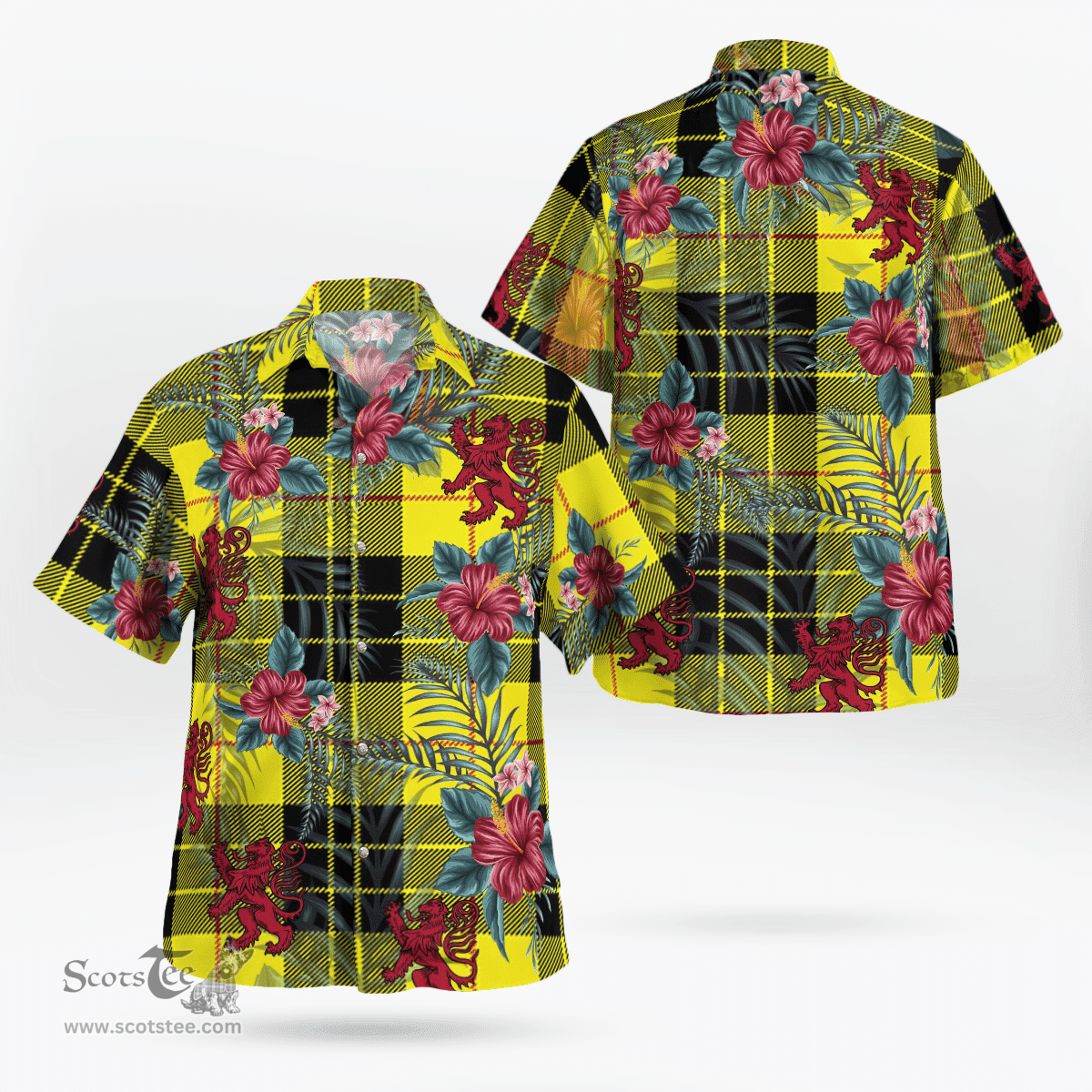 Scottish Clan MacLeod of Lewis Modern Tartan Scottish Lion Hawaiian Shirt | Tartan Plaid Shirt Scottish Plaid Tartan Plaid - ScotsTee - scotstee.com
