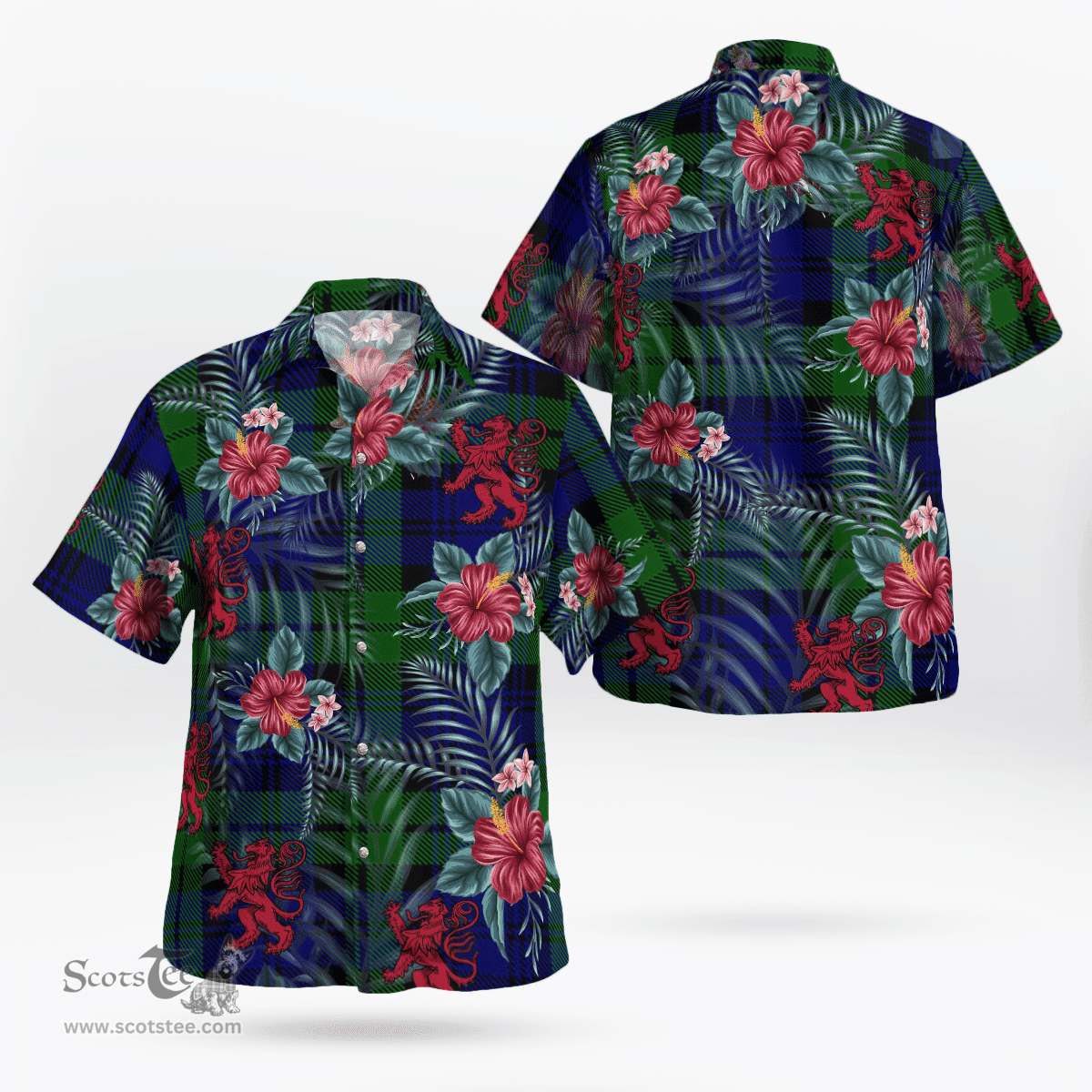 Scottish Clan Campbell Modern Tartan Scottish Lion Hawaiian Shirt | Tartan Plaid Shirt Scottish Plaid Tartan Plaid - ScotsTee - scotstee.com