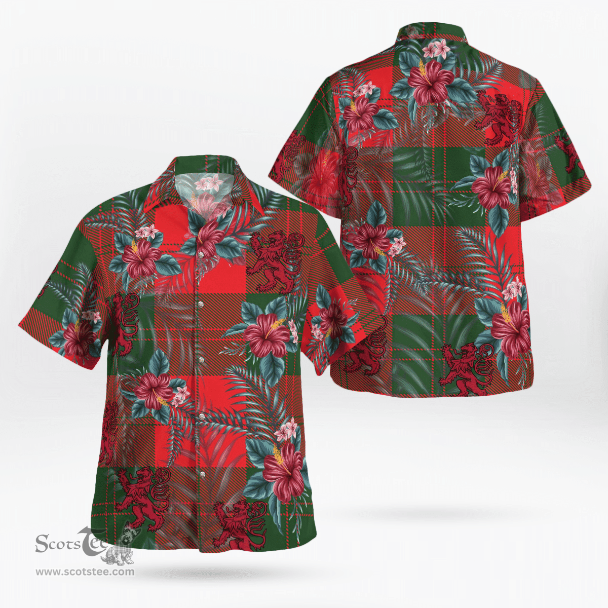 Scottish Clan Erskine Modern Tartan Scottish Lion Hawaiian Shirt | Tartan Plaid Shirt Scottish Plaid Tartan Plaid - ScotsTee - scotstee.com