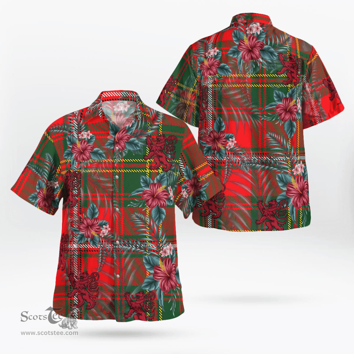 Scottish Clan Hay Modern Tartan Scottish Lion Hawaiian Shirt | Tartan Plaid Shirt Scottish Plaid Tartan Plaid - ScotsTee - scotstee.com