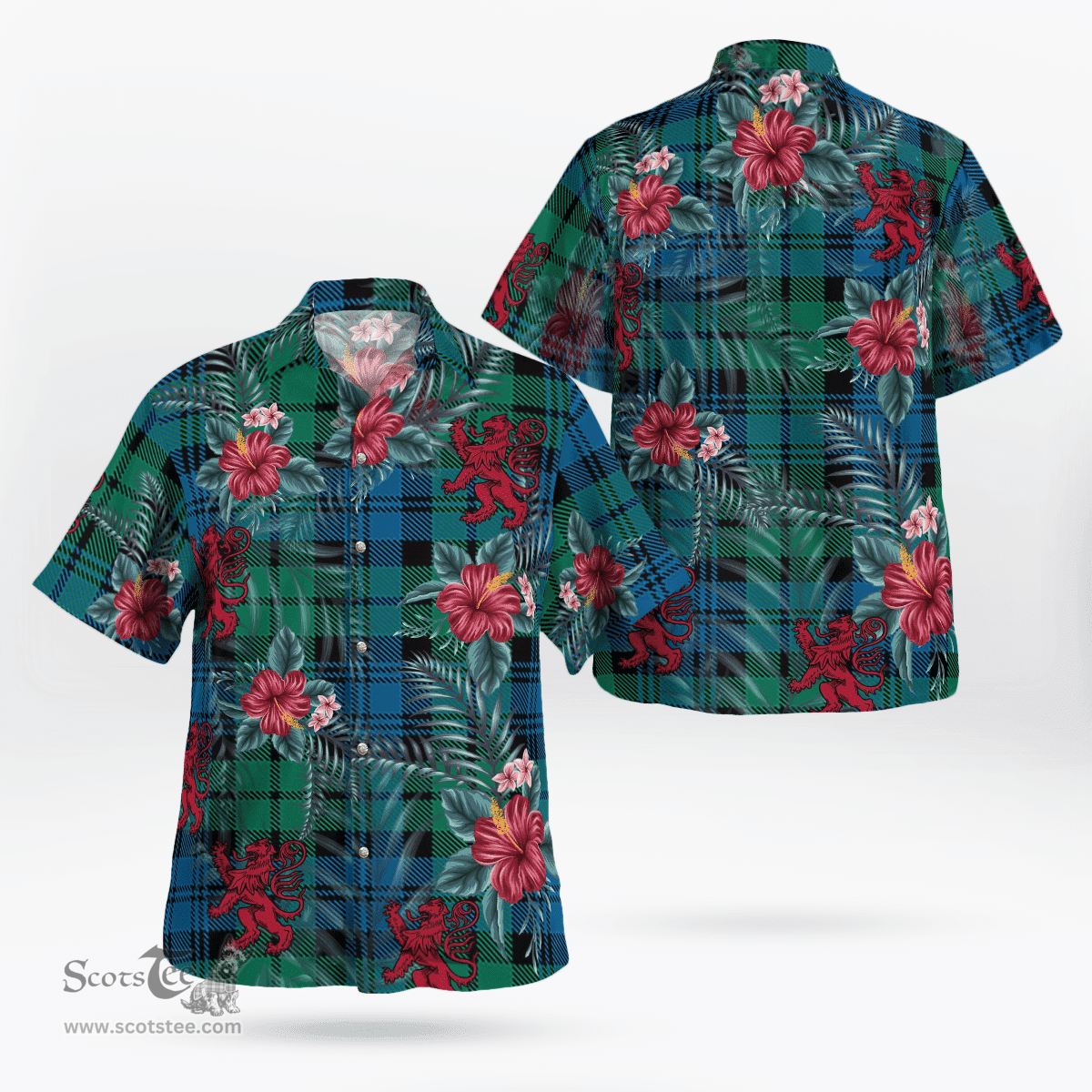 Scottish Clan Campbell Ancient Tartan Scottish Lion Hawaiian Shirt | Tartan Plaid Shirt Scottish Plaid Tartan Plaid - ScotsTee - scotstee.com