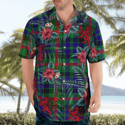 Scottish Clan Gunn Tartan Scottish Lion Hawaiian Shirt | Tartan Plaid Shirt Scottish Plaid Tartan Plaid - ScotsTee - scotstee.com