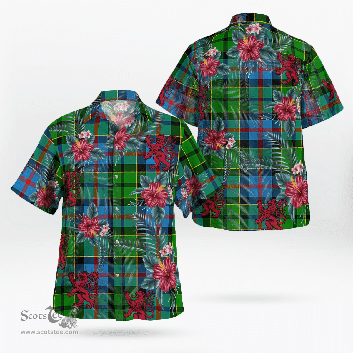 Scottish Clan Forsyth Tartan Scottish Lion Hawaiian Shirt | Tartan Plaid Shirt Scottish Plaid Tartan Plaid - ScotsTee - scotstee.com