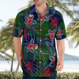 Scottish Clan Dundas Modern Tartan Scottish Lion Hawaiian Shirt | Tartan Plaid Shirt Scottish Plaid Tartan Plaid - ScotsTee - scotstee.com