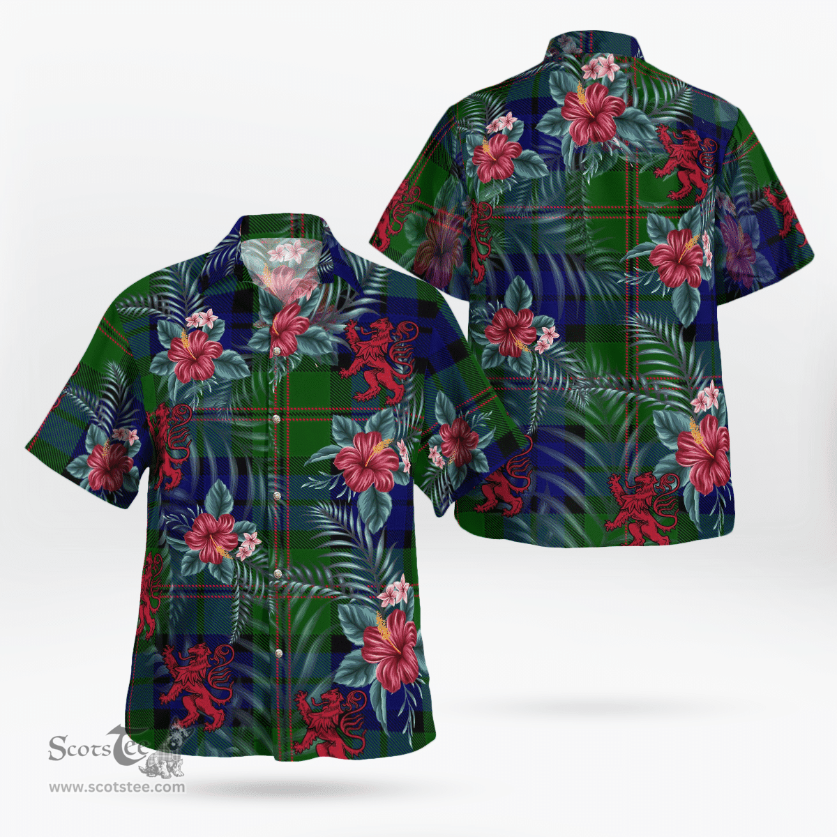Scottish Clan Dundas Modern Tartan Scottish Lion Hawaiian Shirt | Tartan Plaid Shirt Scottish Plaid Tartan Plaid - ScotsTee - scotstee.com