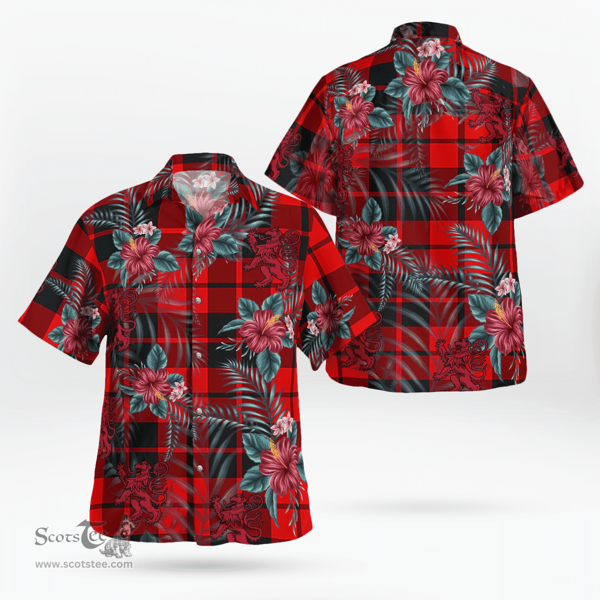 Scottish Clan Ettrick District Tartan Scottish Lion Hawaiian Shirt | Tartan Plaid Shirt Scottish Plaid Tartan Plaid - ScotsTee - scotstee.com