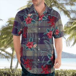 Scottish Clan Cunningham Dress Blue Dancers Tartan Scottish Lion Hawaiian Shirt | Tartan Plaid Shirt Scottish Plaid Tartan Plaid - ScotsTee - scotstee.com
