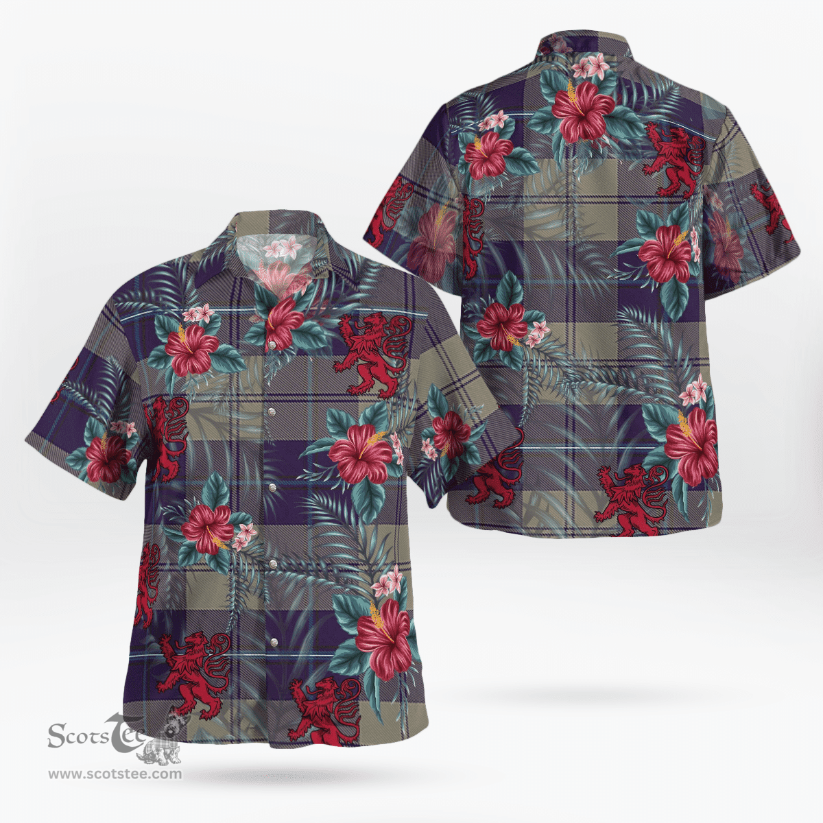 Scottish Clan Cunningham Dress Blue Dancers Tartan Scottish Lion Hawaiian Shirt | Tartan Plaid Shirt Scottish Plaid Tartan Plaid - ScotsTee - scotstee.com