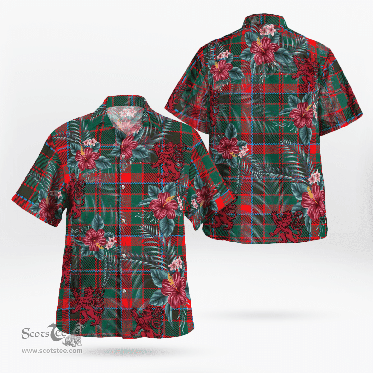 Scottish Clan Cumming Hunting Modern Tartan Scottish Lion Hawaiian Shirt | Tartan Plaid Shirt Scottish Plaid Tartan Plaid - ScotsTee - scotstee.com