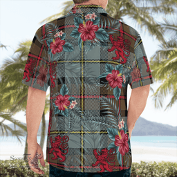 Scottish Clan MacLeod of Harris Weathered Tartan Scottish Lion Hawaiian Shirt | Tartan Plaid Shirt Scottish Plaid Tartan Plaid - ScotsTee - scotstee.com