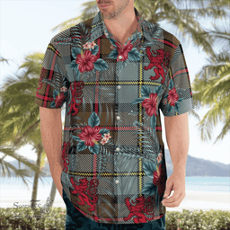 Scottish Clan MacLeod of Harris Weathered Tartan Scottish Lion Hawaiian Shirt | Tartan Plaid Shirt Scottish Plaid Tartan Plaid - ScotsTee - scotstee.com
