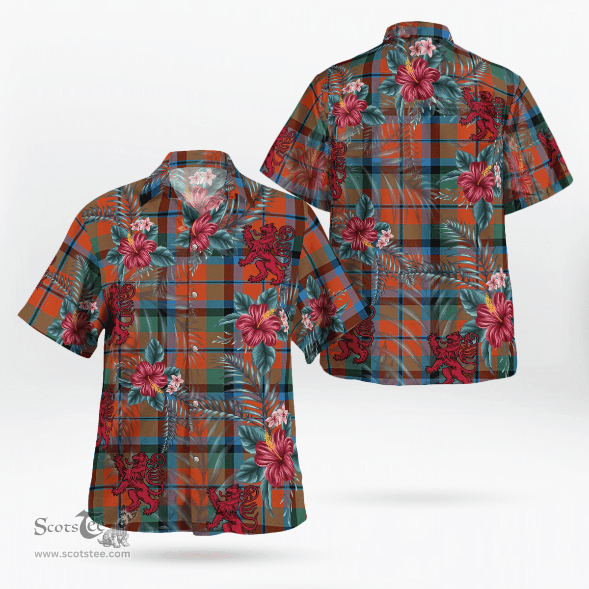 Scottish Clan MacNaughton Ancient Tartan Scottish Lion Hawaiian Shirt | Tartan Plaid Shirt Scottish Plaid Tartan Plaid - ScotsTee - scotstee.com