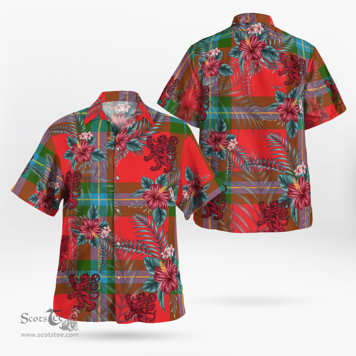 Scottish Clan MacLaine of Loch Buie Tartan Scottish Lion Hawaiian Shirt | Tartan Plaid Shirt Scottish Plaid Tartan Plaid - ScotsTee - scotstee.com