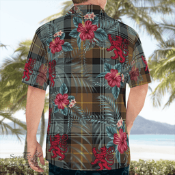 Scottish Clan Gordon Weathered Tartan Scottish Lion Hawaiian Shirt | Tartan Plaid Shirt Scottish Plaid Tartan Plaid - ScotsTee - scotstee.com