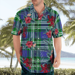 Scottish Clan Haliburton Tartan Scottish Lion Hawaiian Shirt | Tartan Plaid Shirt Scottish Plaid Tartan Plaid - ScotsTee - scotstee.com
