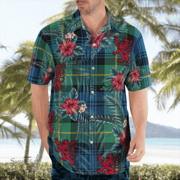 Scottish Clan Gordon Ancient Tartan Scottish Lion Hawaiian Shirt | Tartan Plaid Shirt Scottish Plaid Tartan Plaid - ScotsTee - scotstee.com