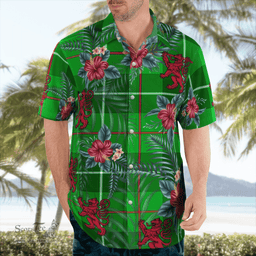 Scottish Clan Galloway District Tartan Scottish Lion Hawaiian Shirt | Tartan Plaid Shirt Scottish Plaid Tartan Plaid - ScotsTee - scotstee.com