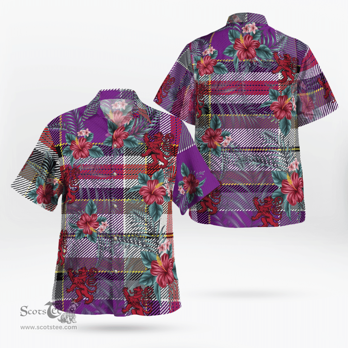 Scottish Clan Lockwood Tartan Scottish Lion Hawaiian Shirt | Tartan Plaid Shirt Scottish Plaid Tartan Plaid - ScotsTee - scotstee.com