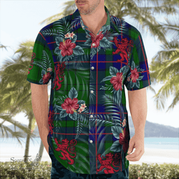 Scottish Clan Lockhart Modern Tartan Scottish Lion Hawaiian Shirt | Tartan Plaid Shirt Scottish Plaid Tartan Plaid - ScotsTee - scotstee.com