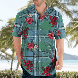 Scottish Clan Irvine Tartan Scottish Lion Hawaiian Shirt | Tartan Plaid Shirt Scottish Plaid Tartan Plaid - ScotsTee - scotstee.com