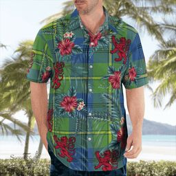 Scottish Clan Johnston Ancient Tartan Scottish Lion Hawaiian Shirt | Tartan Plaid Shirt Scottish Plaid Tartan Plaid - ScotsTee - scotstee.com