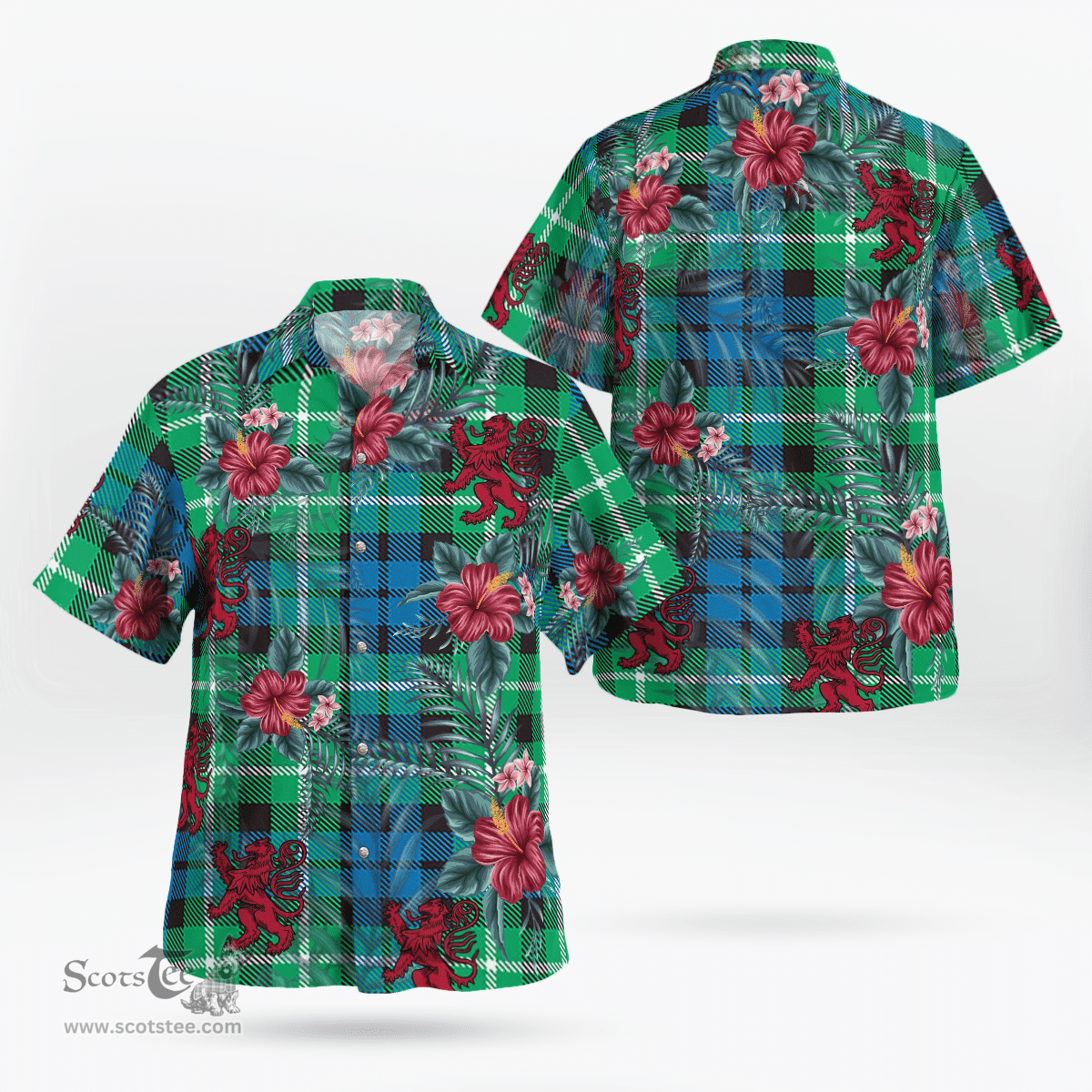Scottish Clan Graham of Montrose Ancient Tartan Scottish Lion Hawaiian Shirt | Tartan Plaid Shirt Scottish Plaid Tartan Plaid - ScotsTee - scotstee.com