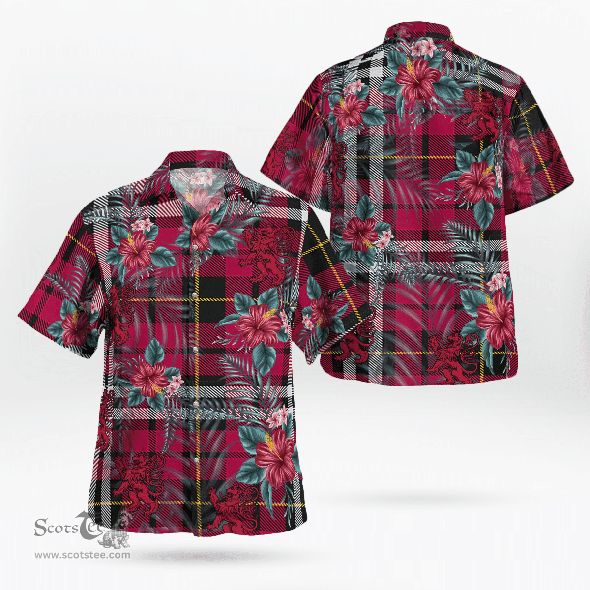 Scottish Clan Little Tartan Scottish Lion Hawaiian Shirt | Tartan Plaid Shirt Scottish Plaid Tartan Plaid - ScotsTee - scotstee.com
