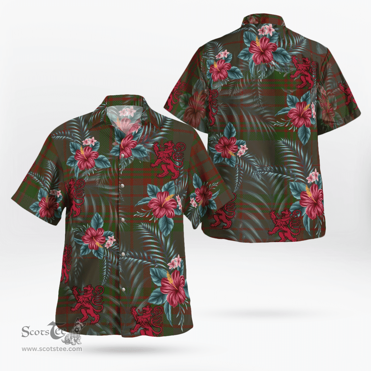 Scottish Clan Gray Tartan Scottish Lion Hawaiian Shirt | Tartan Plaid Shirt Scottish Plaid Tartan Plaid - ScotsTee - scotstee.com