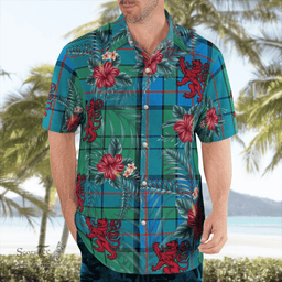 Scottish Clan Lockhart Tartan Scottish Lion Hawaiian Shirt | Tartan Plaid Shirt Scottish Plaid Tartan Plaid - ScotsTee - scotstee.com