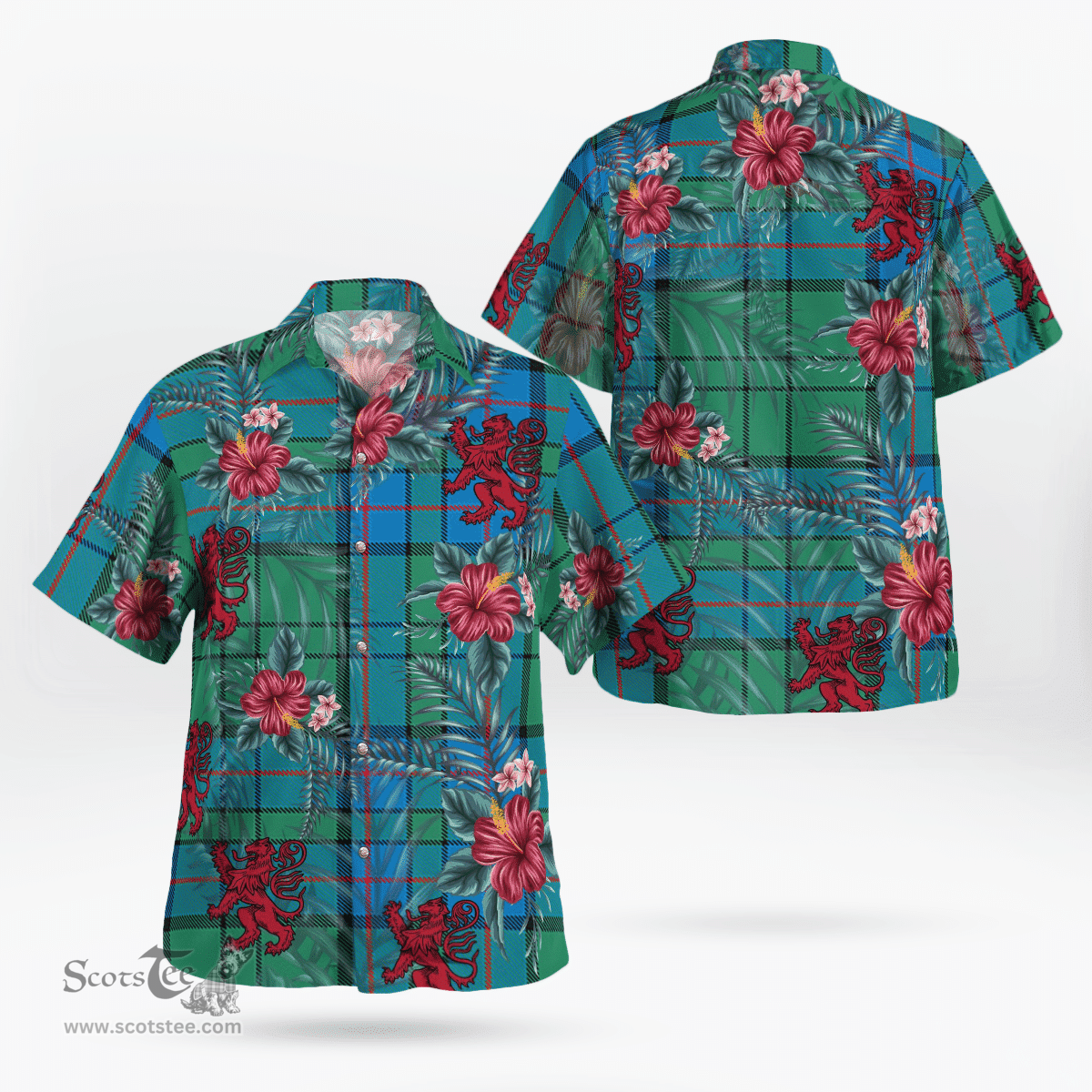 Scottish Clan Lockhart Tartan Scottish Lion Hawaiian Shirt | Tartan Plaid Shirt Scottish Plaid Tartan Plaid - ScotsTee - scotstee.com