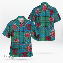 Scottish Clan Lockhart Tartan Scottish Lion Hawaiian Shirt | Tartan Plaid Shirt Scottish Plaid Tartan Plaid - ScotsTee - scotstee.com