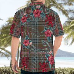 Scottish Clan Kennedy Weathered Tartan Scottish Lion Hawaiian Shirt | Tartan Plaid Shirt Scottish Plaid Tartan Plaid - ScotsTee - scotstee.com