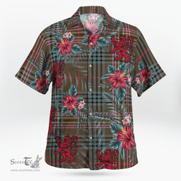 Scottish Clan Kennedy Weathered Tartan Scottish Lion Hawaiian Shirt | Tartan Plaid Shirt Scottish Plaid Tartan Plaid - ScotsTee - scotstee.com