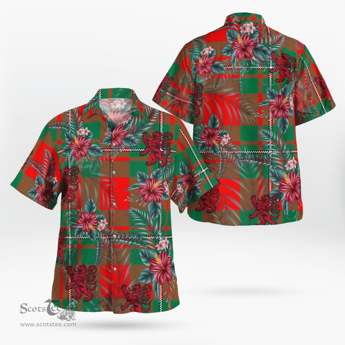 Scottish Clan MacGregor Ancient Tartan Scottish Lion Hawaiian Shirt | Tartan Plaid Shirt Scottish Plaid Tartan Plaid - ScotsTee - scotstee.com